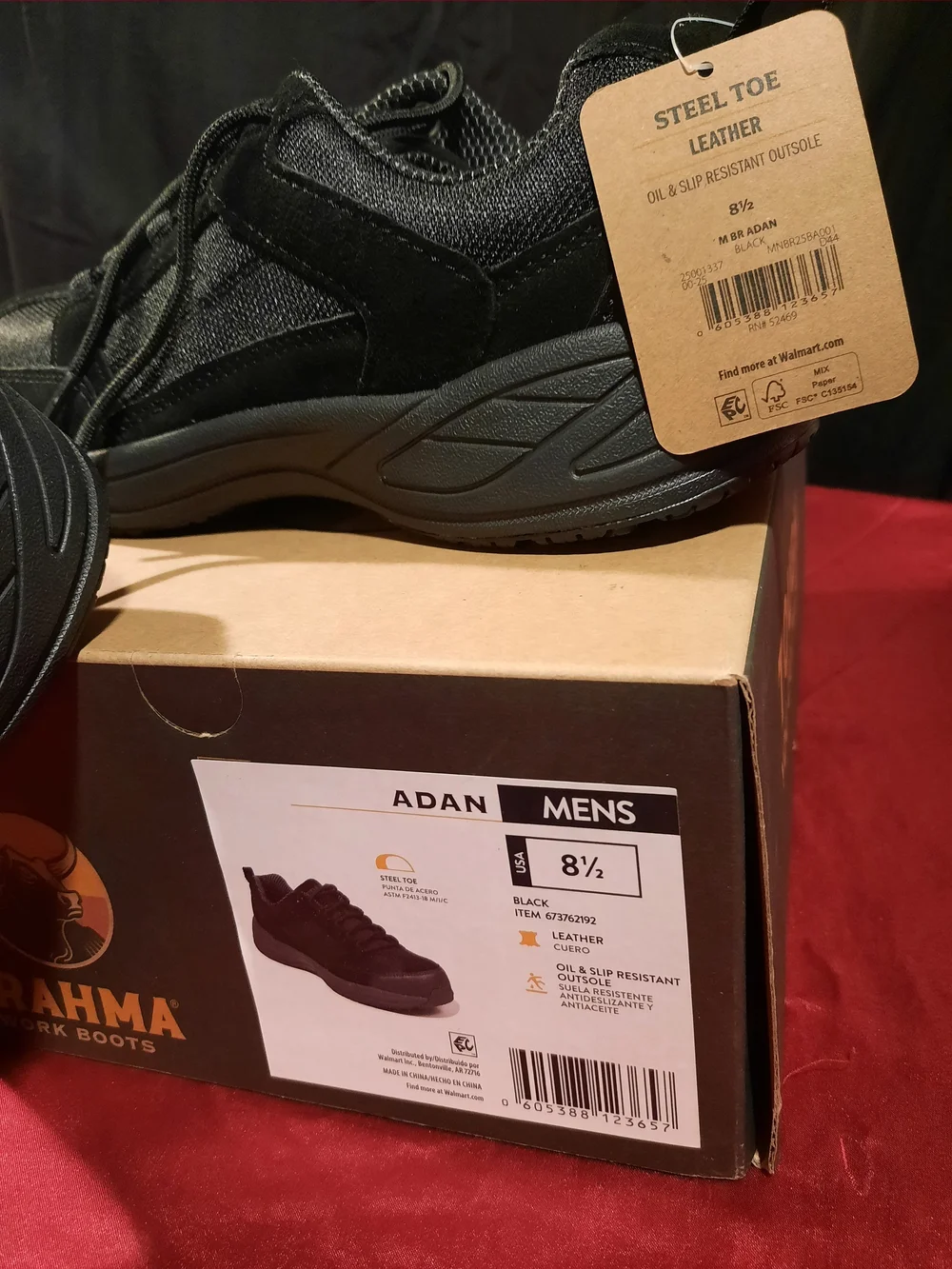 Brahma Black Steel-Toe Work Shoes Size 8.5
